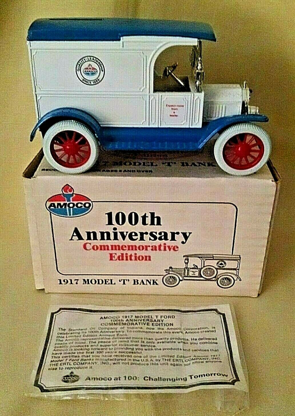 Amoco Ford Model T Bank 1917 100th Anniv 1989 Ltd Ed 1:25 Ertl Die Cast Replica.