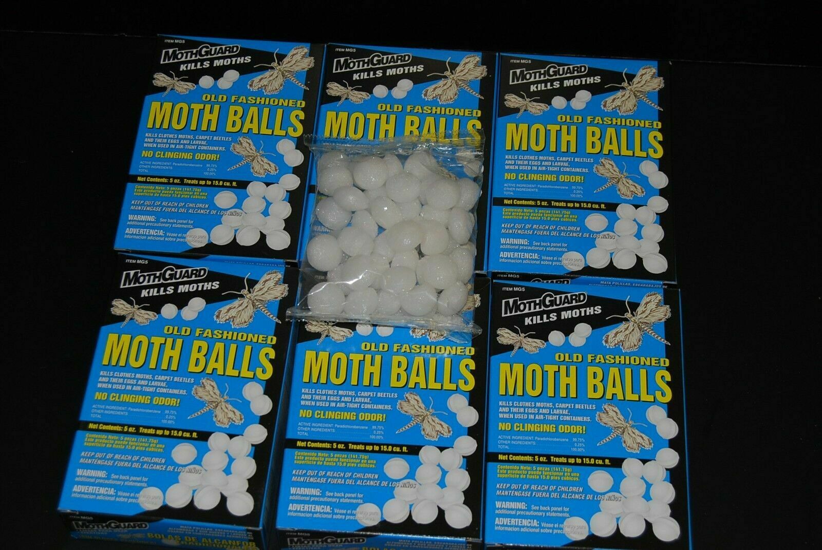 Old Fashioned Moth Balls 5oz Each ( 6 Boxes Of 5 Oz  )  Free Shipping
