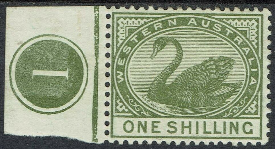Western Australia 1885 Swan 1/- Plate 1 Wmk Crown Ca
