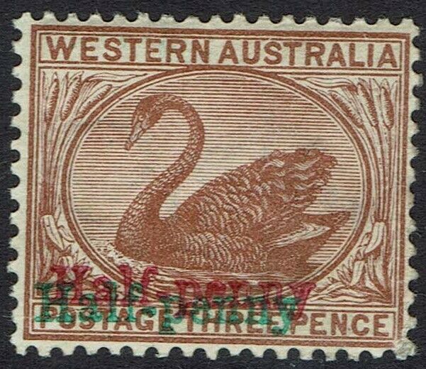 Western Australia 1895 Swan Half-penny In Red And Green On 3d Wmk Crown Ca