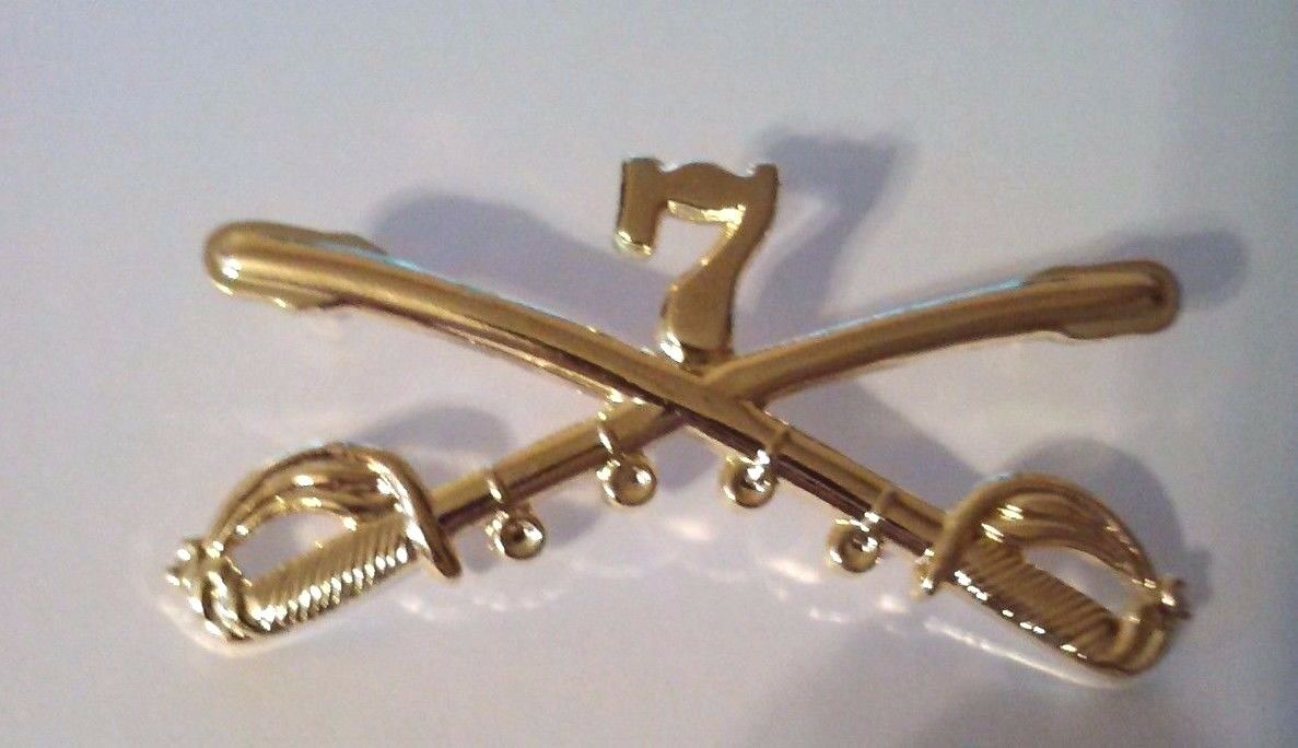 7th Cavalry Crossed Sabers Large Hat Pin     2 1/4"
