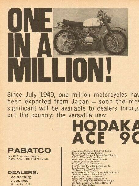 1964 Hodaka Ace 90 - One In A Million! Vintage Motorcycle Ad