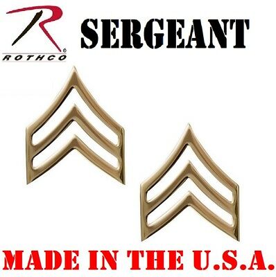 Military Issue Police Gold Sergeant Pins Insignia E-5 Rank Rothco 1643