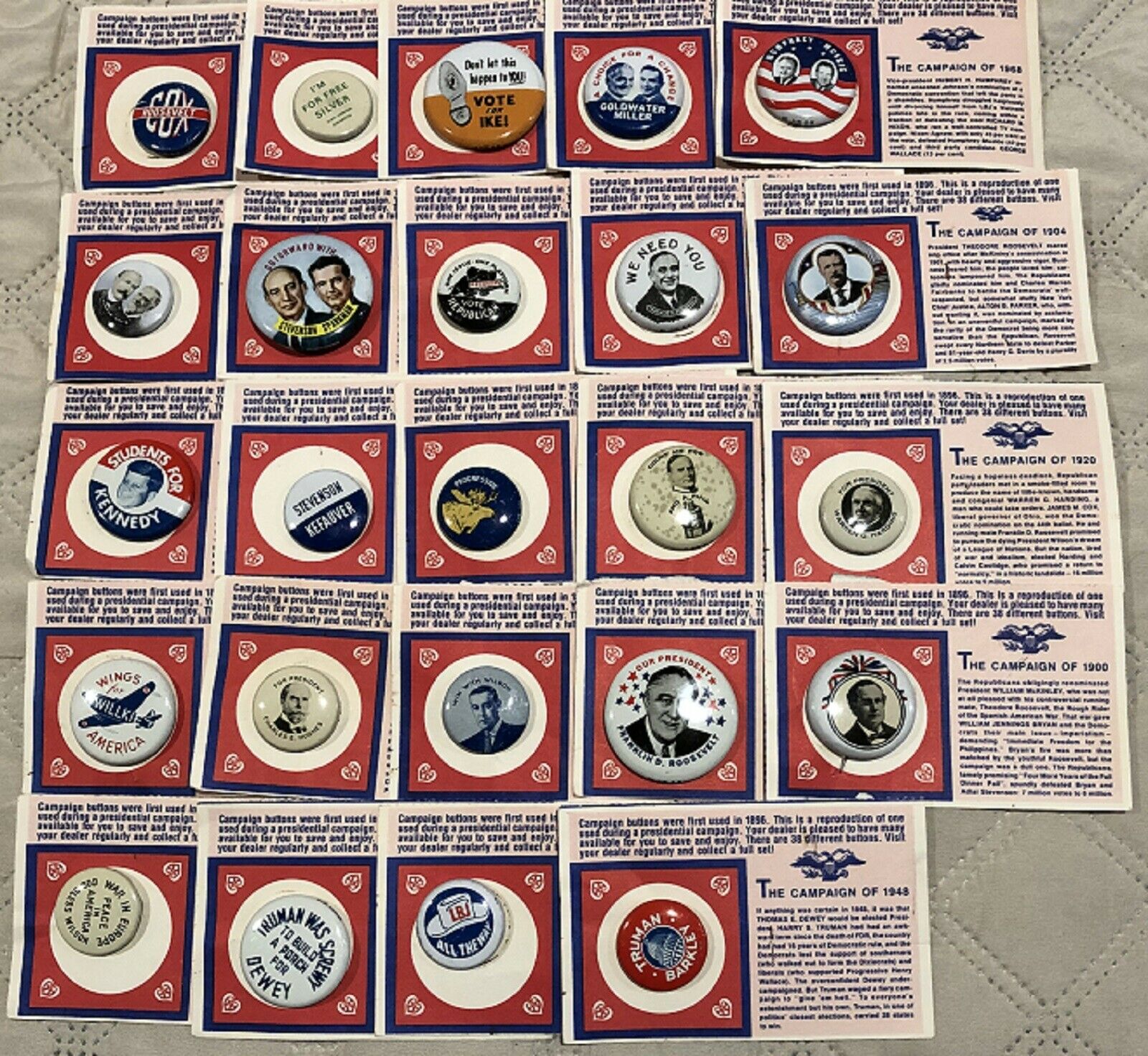 Lot 24 Different Vintage Amoco Oil Promo Reproduction Political Campaign Pins
