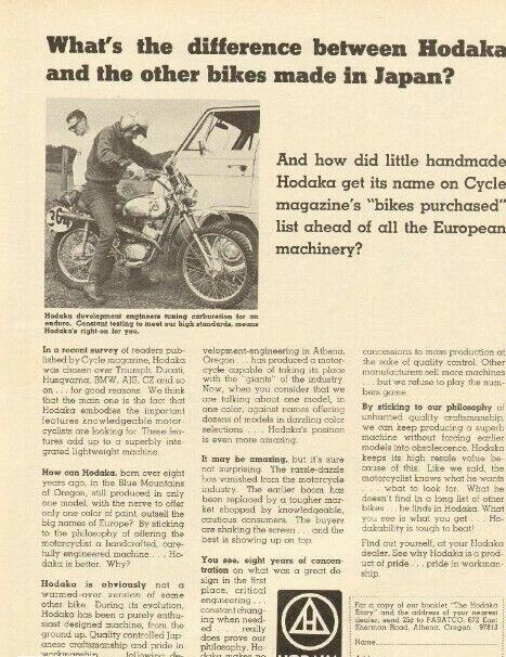 1972 Hodaka Vintage Motorcycle Ad