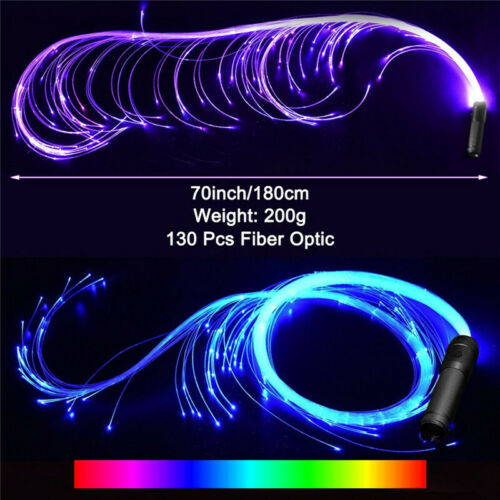6ft Led Fiber Optic Flies Pixel Whip 360°swivel Glow Sticks With Free 3d Glasses