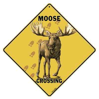 Moose Metal Crossing Sign 16 1/2" X 16 1/2" (hanging) Diamond Shape Made Usa#281