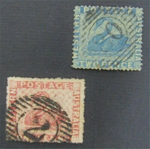 Nystamps Australian States Western Australia Stamp # 21,24b Used $130    S3x2180