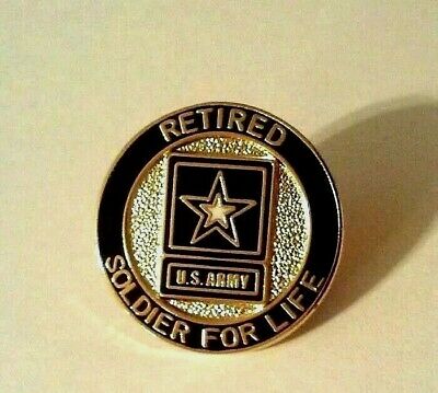 Retired Soldier For Life Regulation Lapel Pin   Made In Usa